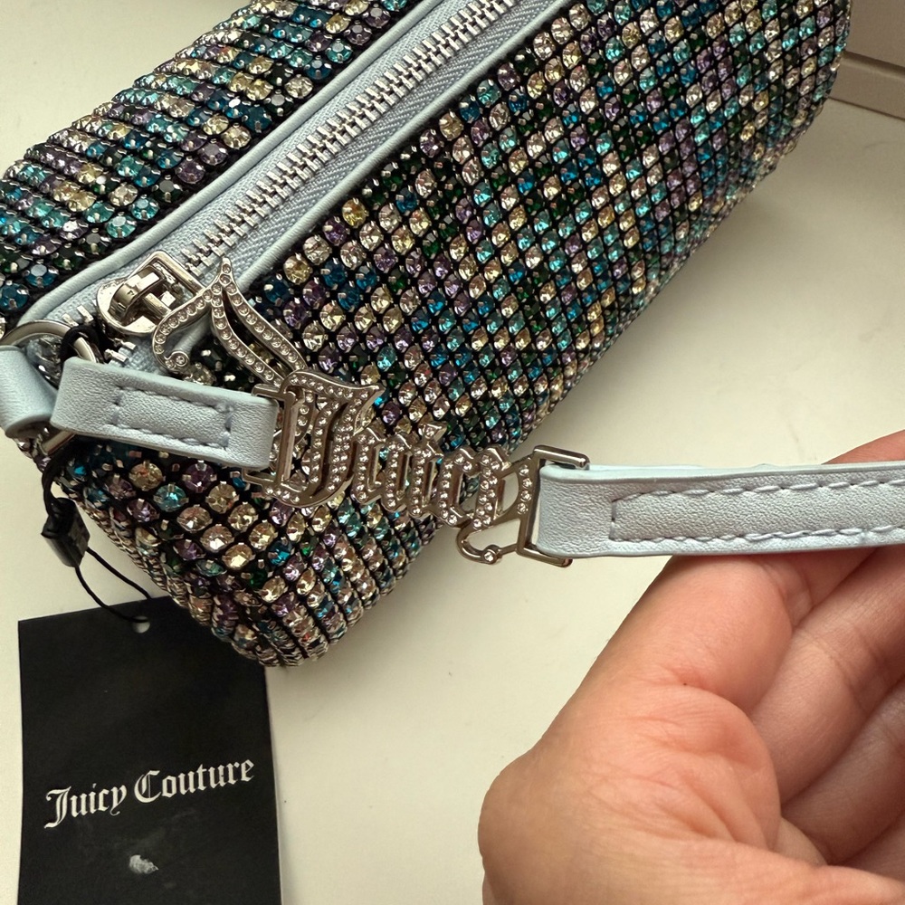Juicy Couture Blue and Green Wristlet with Sparkling Accents